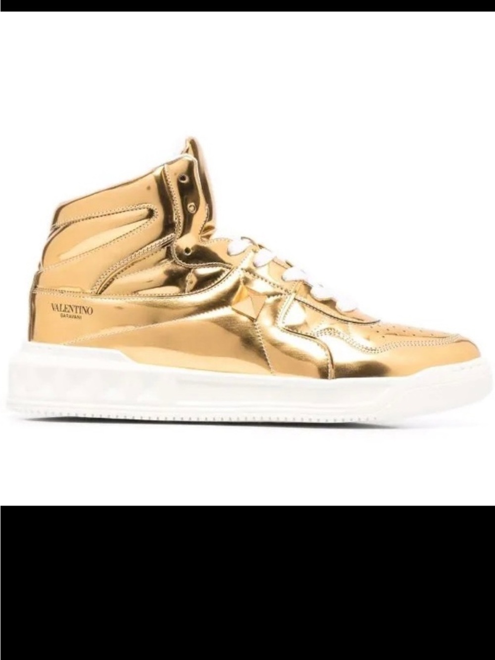 New Size 43 Valentino Garavani Gold Metallic-effect Lace-up Sneakers